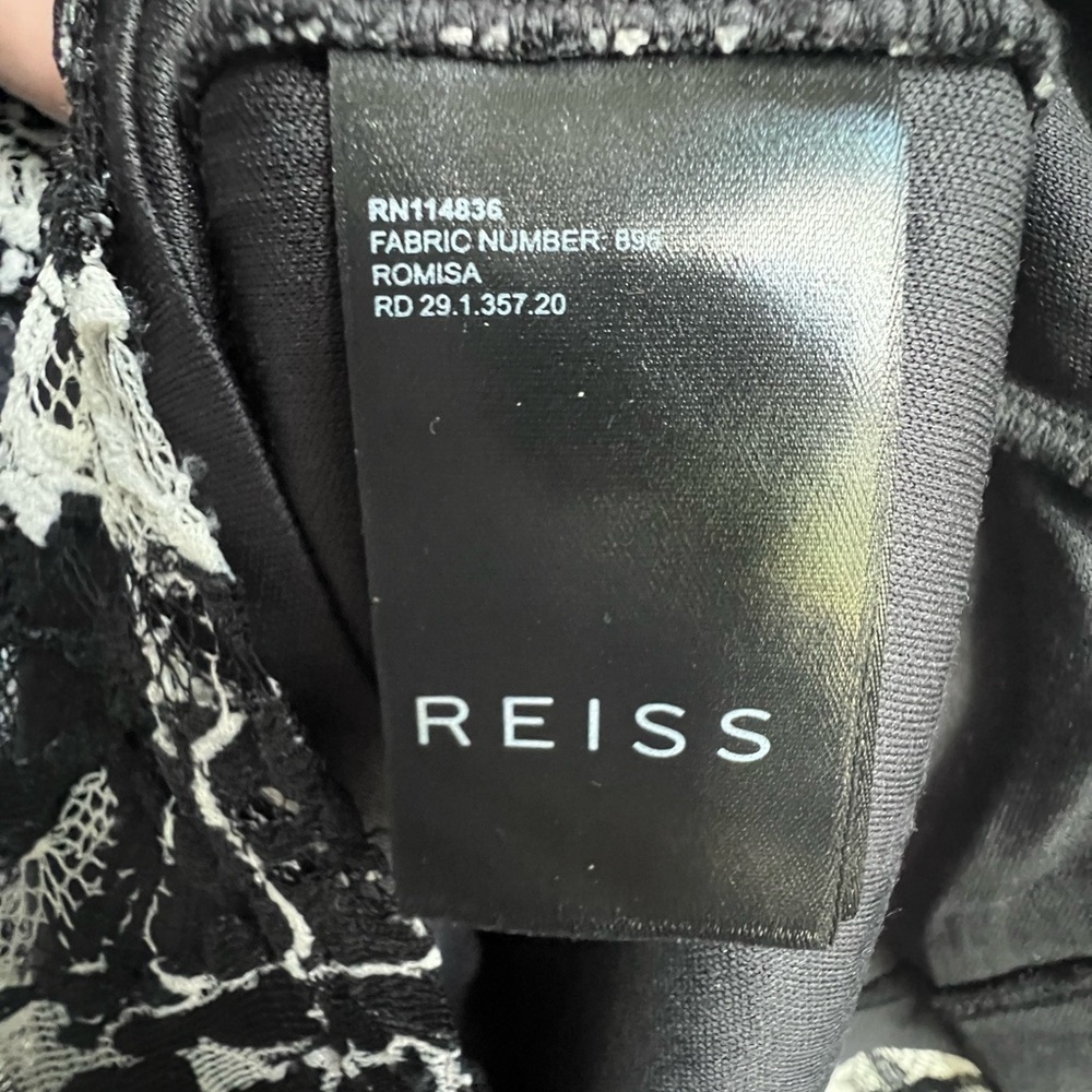 REISS Bodycon Romisa Draped Lace dress Asymmetrical Whimsical Y2K abstract print - Picture 11 of 15
